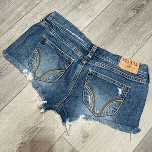 Hollister low rise micro mini cutoff shorts Women's Blue Denim